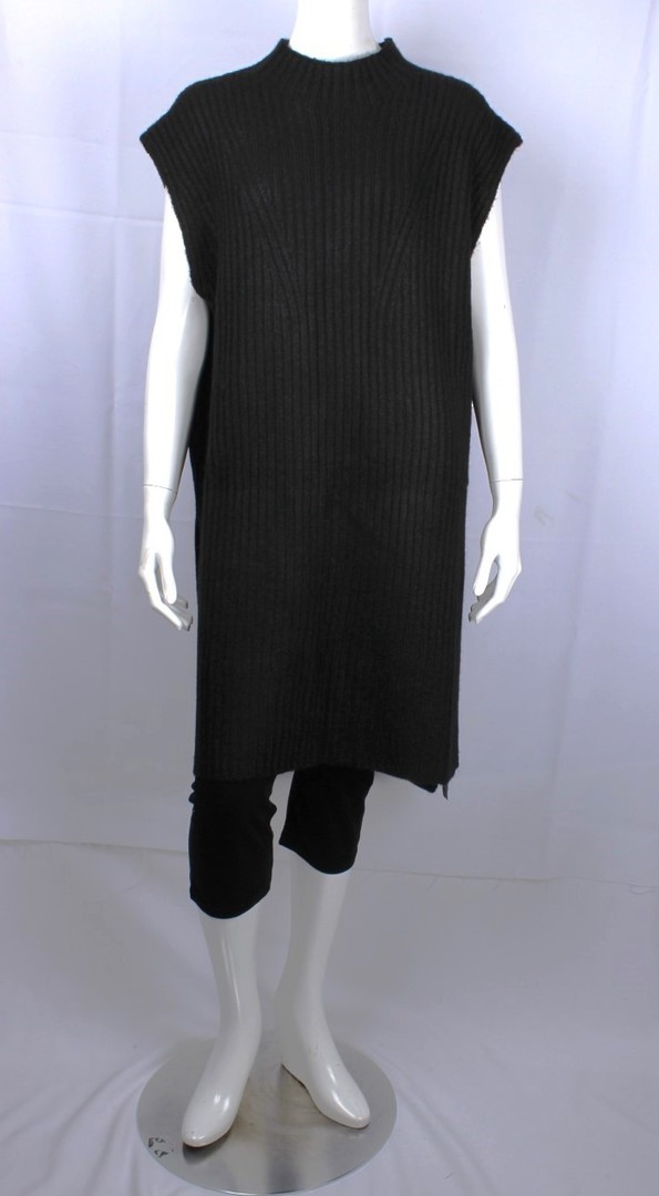 ALICE & LILY rib knit long vest black STYLE : SC/5050 image 0